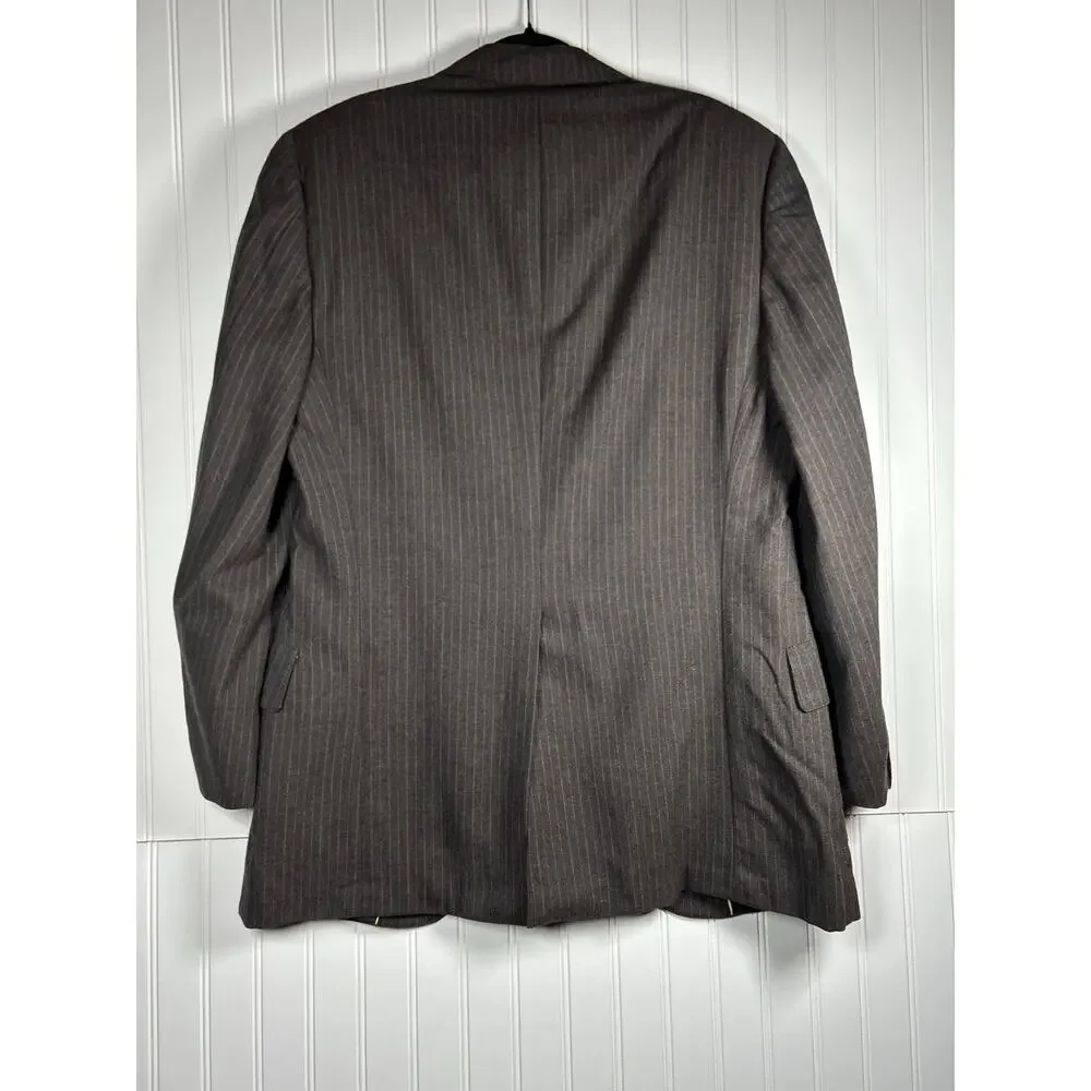 VTG Austin Reed PURE VIRGIN WOOL 40 R Mens brown Blazer Sport Coat pencil stripe